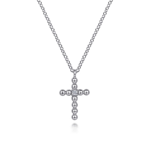 STERLING SILVER DIAMOND CROSS PENDANT 0.03CT