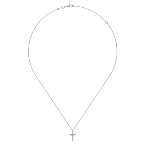 STERLING SILVER DIAMOND CROSS PENDANT 0.03CT
