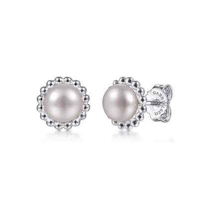 STERLING SILVER PEARL STUD EARRINGS-BUJUKAN