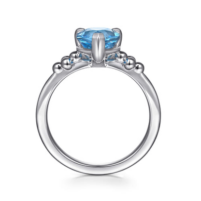 STERLING SILVER PEAR BLUE TOPAZ BUJUKAN RING