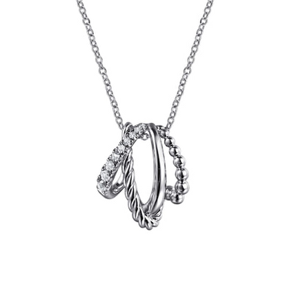 STERLING SILVER BUJUKAN AND WHITE SAPPHIRE TWISTED PENDANT NECKLACE
