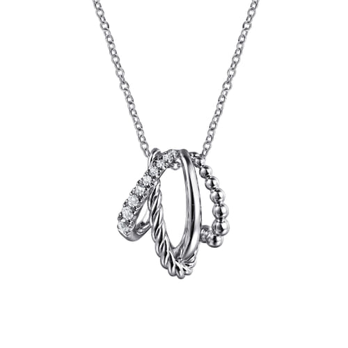 STERLING SILVER BUJUKAN AND WHITE SAPPHIRE TWISTED PENDANT NECKLACE