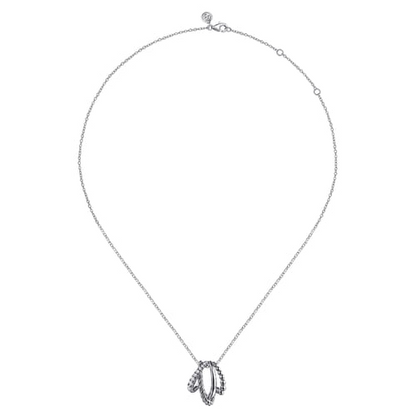 STERLING SILVER BUJUKAN AND WHITE SAPPHIRE TWISTED PENDANT NECKLACE