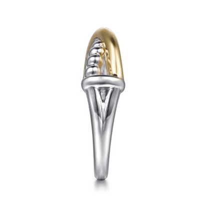 14 KARAT YELLOW GOLD AND STERLING SILVER BUJUKAN CRISS CROSS LADIES RING