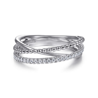STERLING SILVER WHITE SAPPHIRE BUJUKAN CRISS CROSS RING