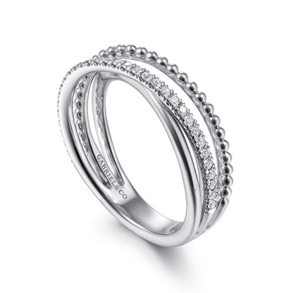 STERLING SILVER WHITE SAPPHIRE BUJUKAN CRISS CROSS RING