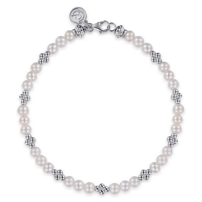 STERLING SILVER BUJUKAN PEARL STATION BRACELET