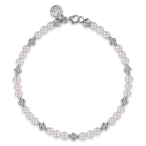 STERLING SILVER BUJUKAN PEARL STATION BRACELET