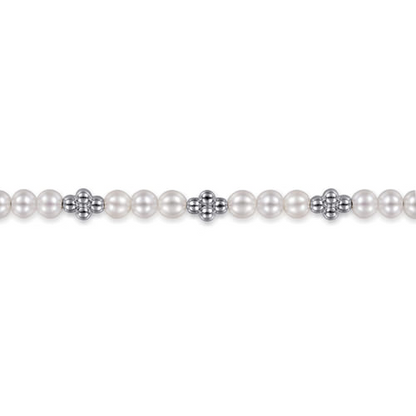 STERLING SILVER BUJUKAN PEARL STATION BRACELET