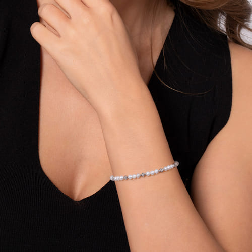 STERLING SILVER BUJUKAN PEARL STATION BRACELET