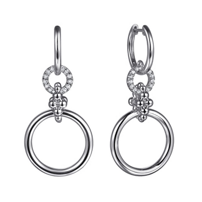 STERLING SILVER AND WHITE SAPPHIRE DROP LINK EARINGS