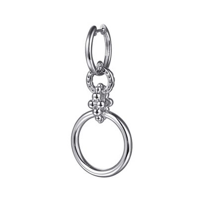 STERLING SILVER AND WHITE SAPPHIRE DROP LINK EARINGS