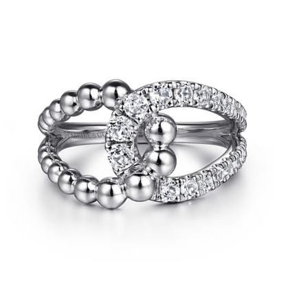 STERLING SILVER BUJUKAN AND WHITE SAPPHIRE INTERLOCKING LADIES RING