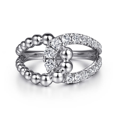 STERLING SILVER BUJUKAN AND WHITE SAPPHIRE INTERLOCKING LADIES RING