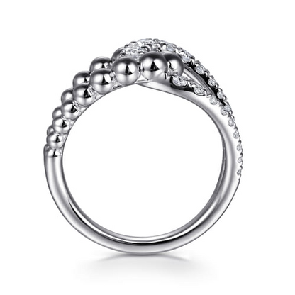 STERLING SILVER BUJUKAN AND WHITE SAPPHIRE INTERLOCKING LADIES RING