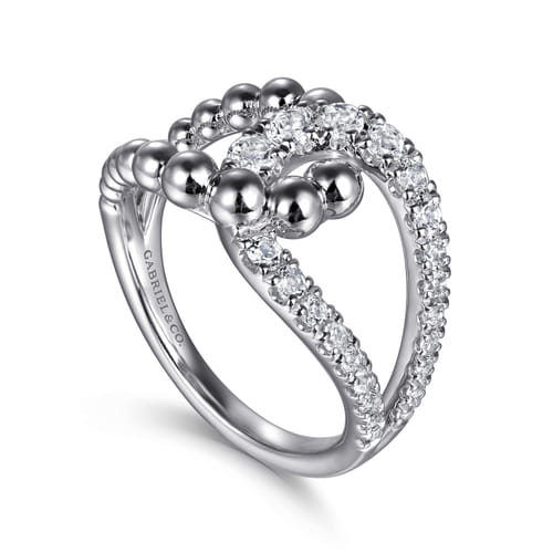 STERLING SILVER BUJUKAN AND WHITE SAPPHIRE INTERLOCKING LADIES RING