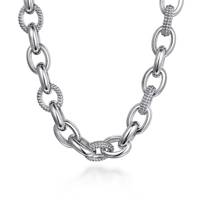 STERLING SILVER OVAL LINK CHAIN NECKLACE