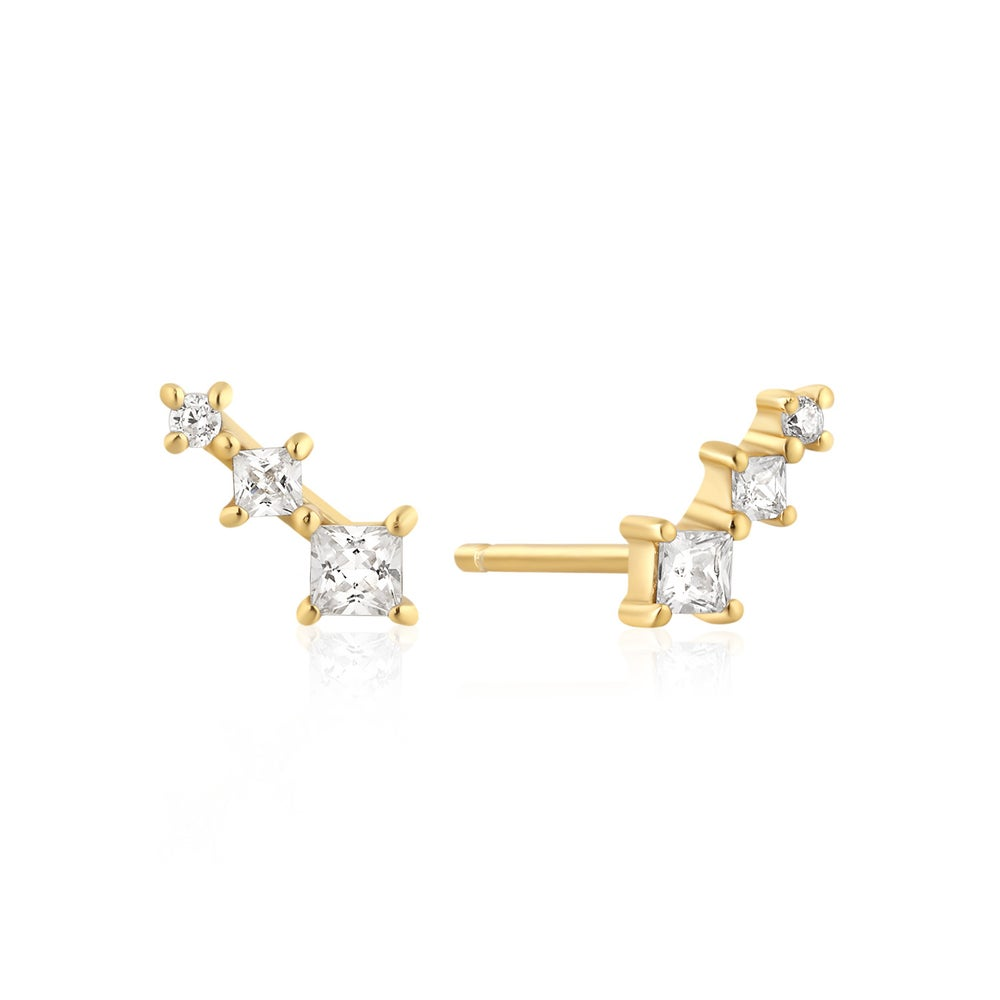 GOLD GRADUATED TRIO STUD EARRINGS