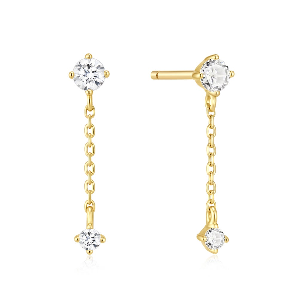 GOLD CHAIN DROP STUD EARRINGS