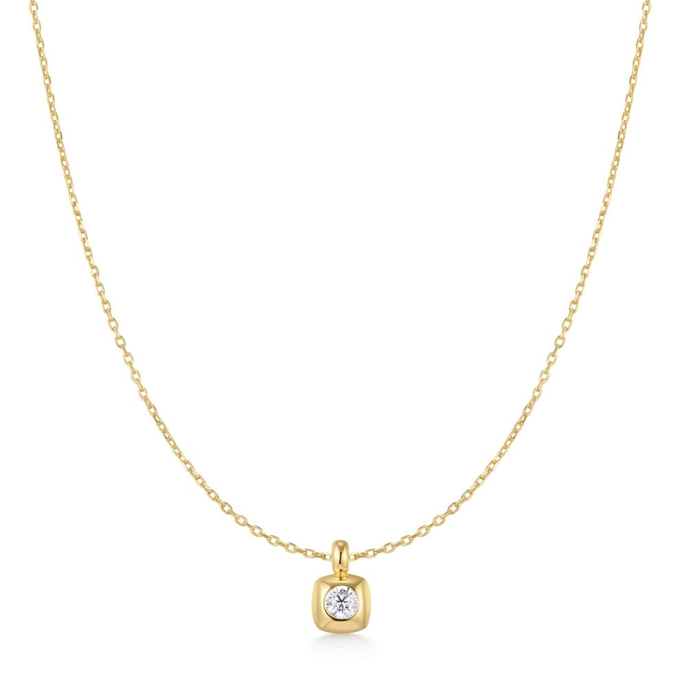 GOLD MODERN BEZEL-SET SOLITAIRE NECKLACE