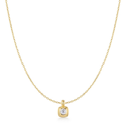 GOLD MODERN BEZEL-SET SOLITAIRE NECKLACE