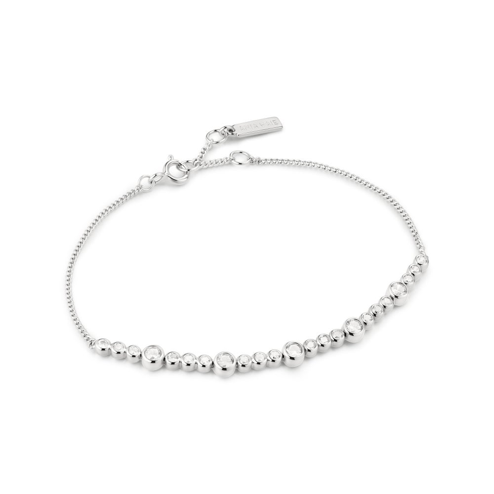 SILVER ALTERNATING BEZEL-SET BRACELET