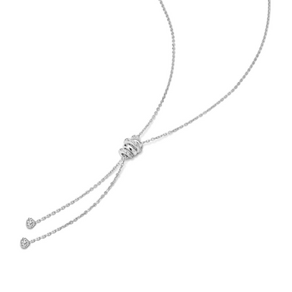 SILVER TWISTED ROPE LARIAT NECKLACE