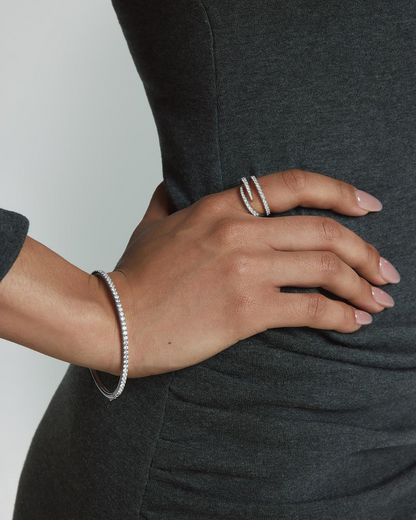 SILVER PAVE TENNIS BANGLE