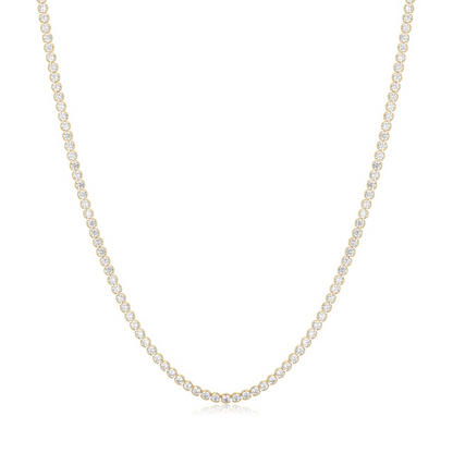 GOLD HALF-BEZEL ROUND TENNIS NECKLACE