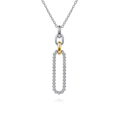 14 KARAT YELLOW GOLD AND STERLING SILVER BUJUKAN LINK PENDANT NECKLACE