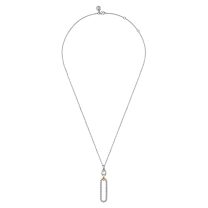 14 KARAT YELLOW GOLD AND STERLING SILVER BUJUKAN LINK PENDANT NECKLACE