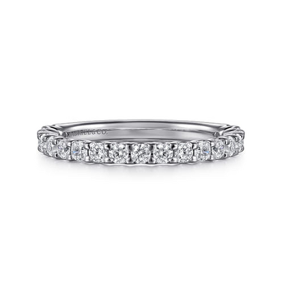 14 KARAT WHITE GOLD SHARED PRONG SET DIAMOND WEDDING BAND