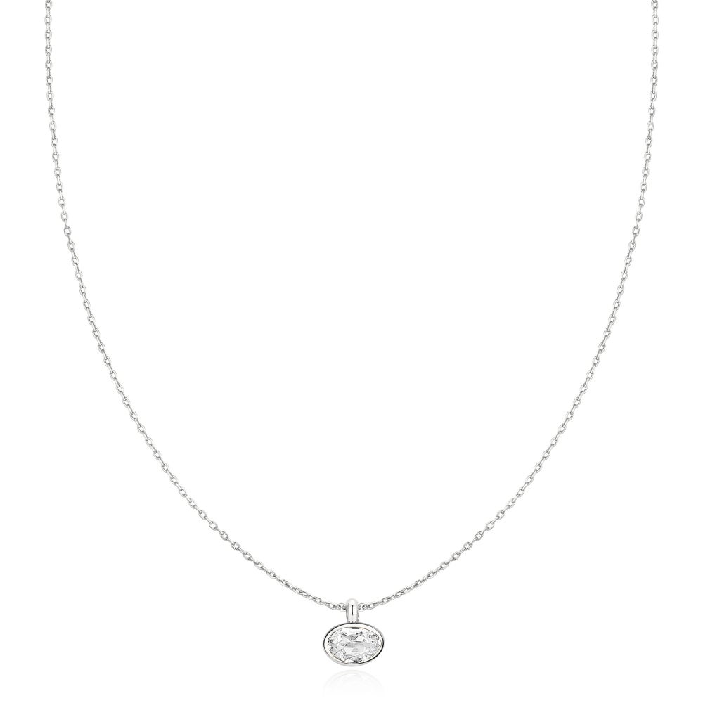 SILVER BEZEL ORGANIC PEBBLE NECKLACE