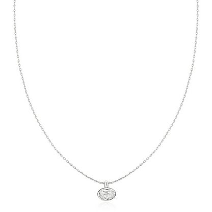 SILVER BEZEL ORGANIC PEBBLE NECKLACE