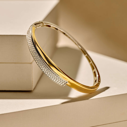 Contrast Twisted Zirconia Bangle