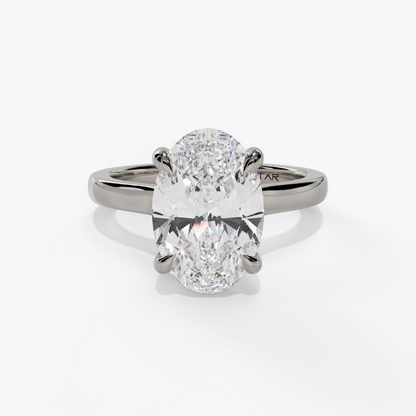 HIDDEN HALO SOLITAIRE OVAL LAB DIAMOND ENGAGEMENT RING