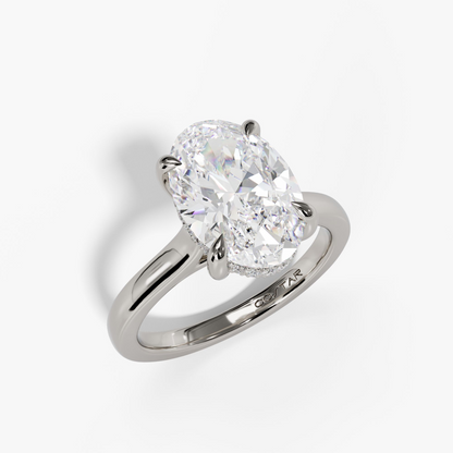HIDDEN HALO SOLITAIRE OVAL LAB DIAMOND ENGAGEMENT RING