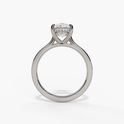 HIDDEN HALO SOLITAIRE OVAL LAB DIAMOND ENGAGEMENT RING