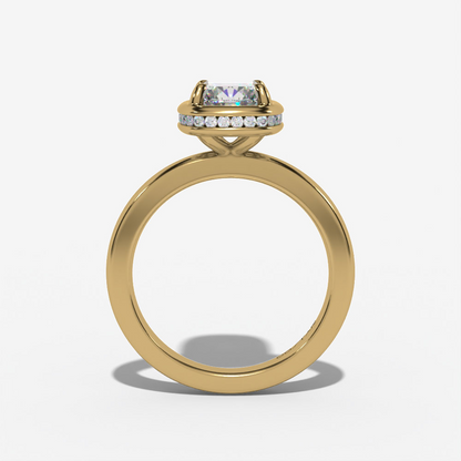 BEZEL-SET HIDDEN HALO SOLITAIRE ELONGATED CUSHION LAB DIAMOND ENGAGEMENT RING