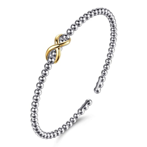 14 KARAT YELLOW GOLD AND STERLING SILVER BUJUKAN INFINITY CUFF