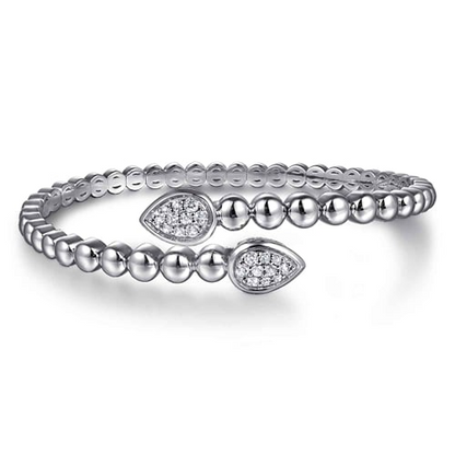 STERLING SILVER BUJUKAN WHITE SAPPHIRE BYPASS BANGLE BRACELET