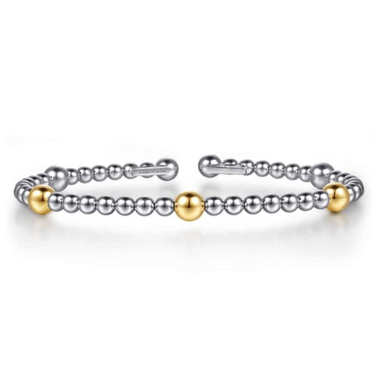 14 KARAT YELLOW GOLD AND STERLING SILVER BUJUKAN SPLIT BANGLE BRACELET