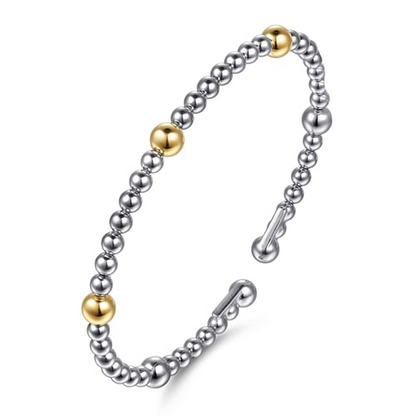 14 KARAT YELLOW GOLD AND STERLING SILVER BUJUKAN SPLIT BANGLE BRACELET
