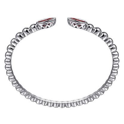 STERLING SILVER BUJUKAN AND PEAR SHAPE GARNET SPLIT BANGLE BRACELET