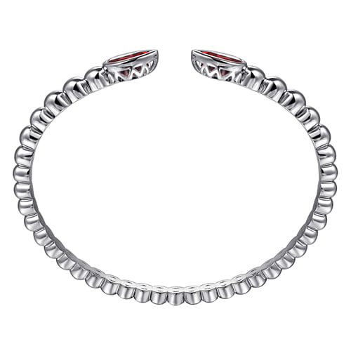 STERLING SILVER BUJUKAN AND PEAR SHAPE GARNET SPLIT BANGLE BRACELET