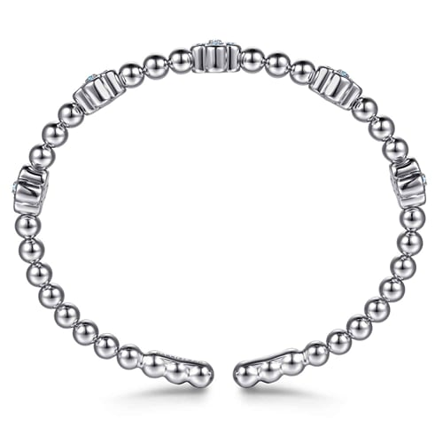 STERLING SILVER BLUE TOPAZ CLOVER BUJUKAN SPLIT BANGLE BRACELET