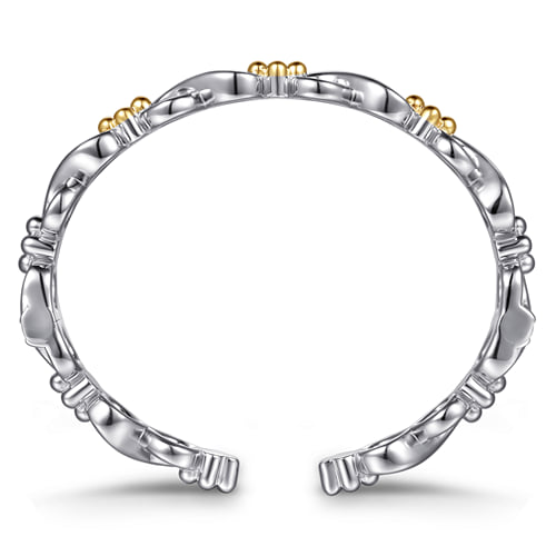 14 KARAT YELLOW GOLD AND STERLING SILVER BUJUKAN INFINITY CUFF BRACELET
