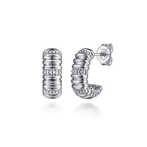 STERLING SILVER BUJUKAN SHRIMP J HOOP EARRINGS