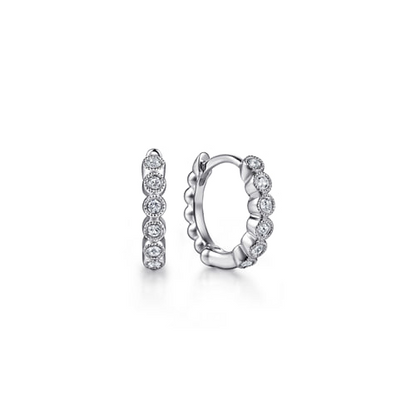STERLING SILVER WHITE SAPPHIRE BUJUKAN HUGGIE EARRINGS