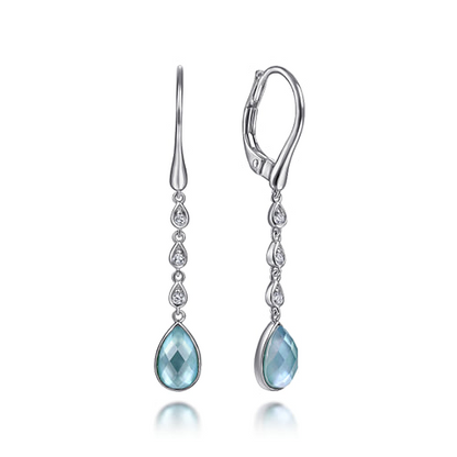 STERLING SILVER ROCK CRYSTAL/WHITE MOP/GREEN ONYX EARRINGS WITH WHITE SAPPHIRE